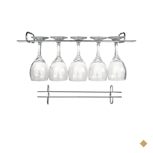 2 Suportes Taças Cromado Decoração Adega Bar Vinho 25cm
