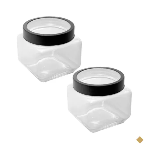 2 Potes de Vidro 800ml Tampa Metal Preta Gastro Lyor Porta Mantimentos…