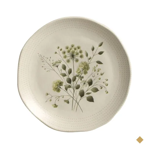 Prato de Sobremesa Ammi Orgânico Cerâmica 19,5cm Floral Porto Brasil Avulso