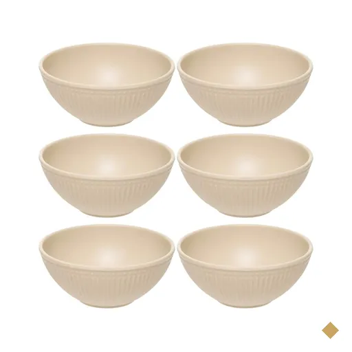 Kit 6 Bowls Aveline Tigela 12cm Bege Melamina Sopas Caldos Cereais Sobremesas