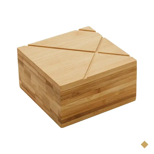 Pote Saleiro Bambu Lyor com Tampa para Cozinha 13x13x7cm Quadrado