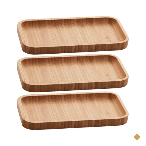 Conjunto 3 Bandejas de Bambu Retangular para Cozinha 20x10cm Petisqueiras…
