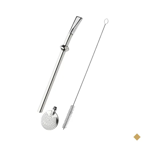 Bomba Inox Desmontável Com Botão Chupeta Dupla Bojo Redondo Cano De 8mmx23Cm