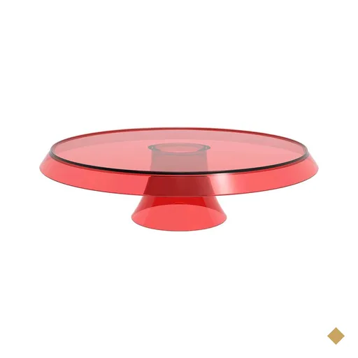 Base Porta Bolos Tortas Doces 30cm com Pé Vermelho Transparente Glassy Crippa