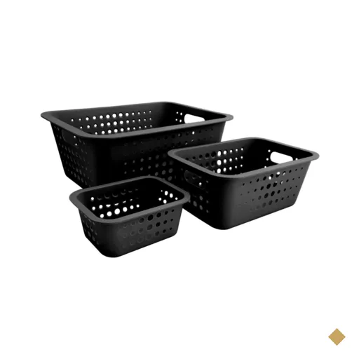 Kit 3 Caxias Organizadoras Cestos Multiuso Para Brinquedos Closet Preto