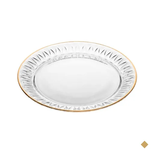 Conjunto 2 Pratos de Sobremesa 20cm Cristal com Fio de Ouro Radial Lyor Mesa…