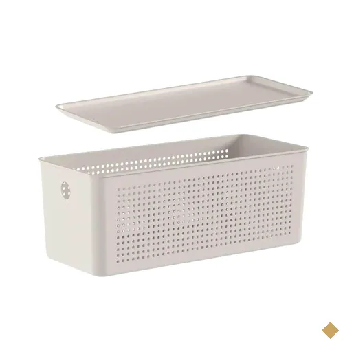 Caixa Organizadora 6,6L Tampa Decorativa Flow Bege Ou Multiuso Lavanderia…