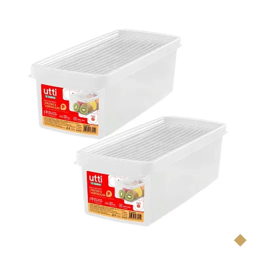 Kit 2 Caixas Organizadoras de Geladeira Legumes Verduras Frutas 4,2L com Tampa…