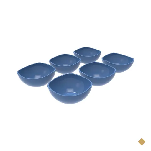 Conjunto 6 Potes de Sobremesa Doces 265ml Plástico Trio Crippa Azul Madrugada