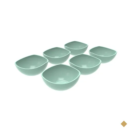 Conjunto 6 Potes de Sobremesa Doces 265ml Plástico Verde Menta Trio Crippa