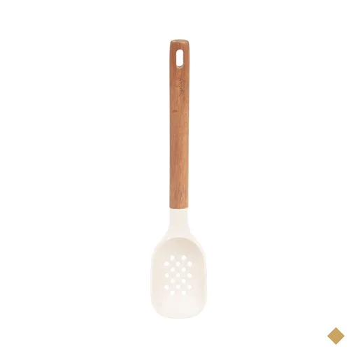 Colher de Serviço de Silicone com Cabo em Acácia Spicy Bege