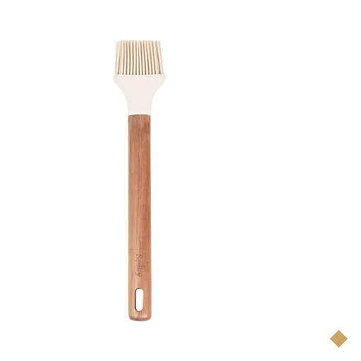 Pincel de Silicone com Cabo em Acácia Spicy Bege