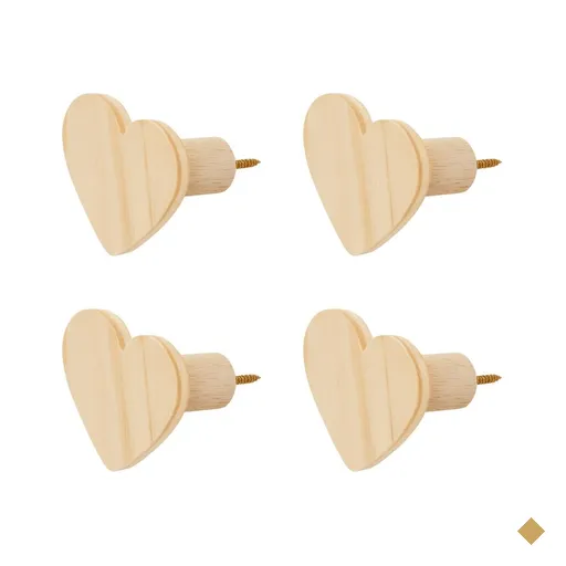 Kit 4 Ganchos Cabideiro de Madeira Pinus Pendurador Parede Formato Coração…