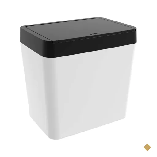 Lixeira Pequena Retangular 5L Crippa Cozinha Pia Escritório Branco e Preto com…