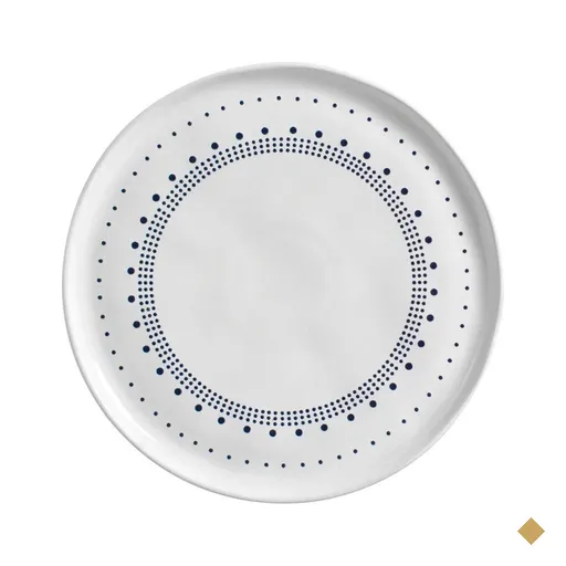 Prato Raso de Cerâmica Porto Brasil 27,5cm Stoneware Branco e Azul Bio Astral…