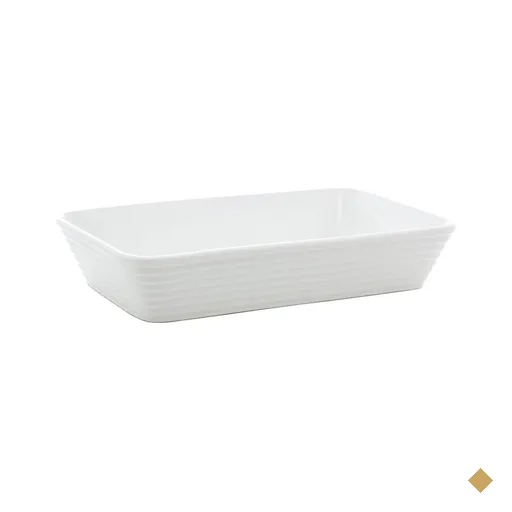 Travessa de Porcelana Branca Linea Lyor 20,5x15,5cm Refratária Rasa Prato…