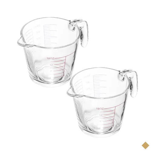 2 Jarras Medidoras 500ml Vidro com Alça Marcação Lyor Copo Medidor para…