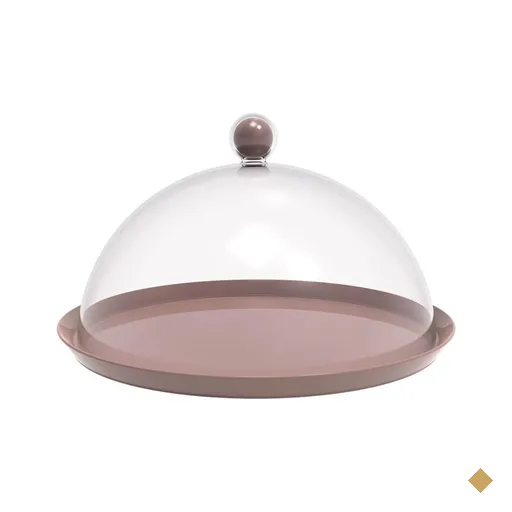 Porta Bolo Torta 25cm Bubble com Cúpula Amêndoa Crippa Boleira Doces Petiscos
