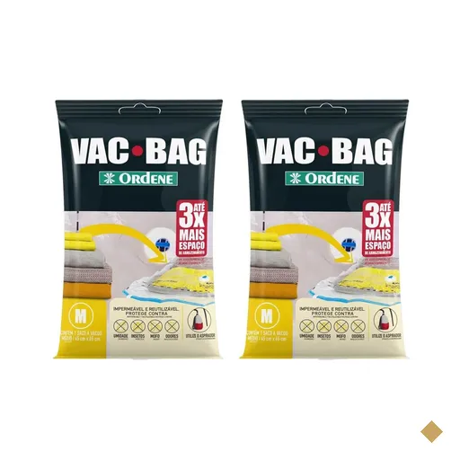 Kit 2 Sacos Vac Bag Ordene para Roupas Médio 45x65cm A Vácuo Polietileno…