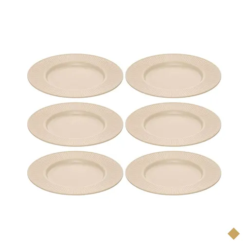 Jogo 6 Pratos para Sobremesa 20cm Bege Melamina Aveline Mesa Posta Servir…