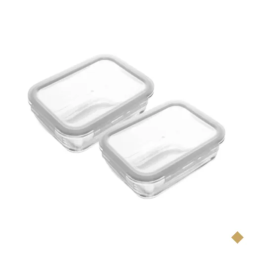 Kit 2 Potes Herméticos Vidro com Tampa 640ml Lyor Transparente 17cm Porta…