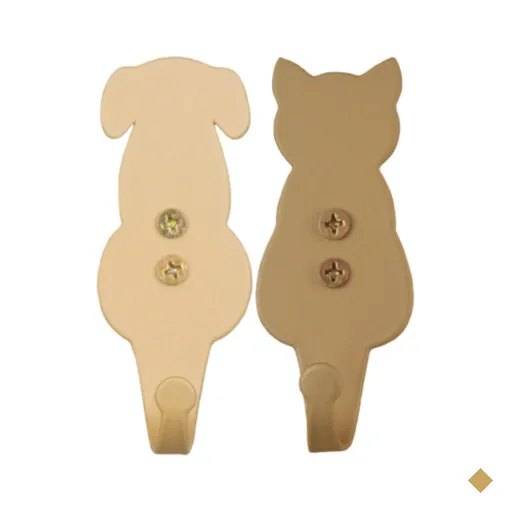 Kit 2 Ganchos de Parede 8cm Dourados Cachorro Gato Luft Massutti Penduradores