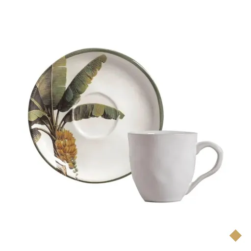 Xícara Chá com Pires 170ml Bio Bananê Porto Brasil Cozinha Gourmet Mesa Posta