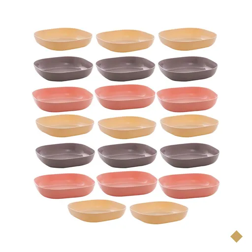 Kit 20 Travessas Lyor para Sobremesa Bowls de Bambu 14,5x3cm Colorida Petiscos