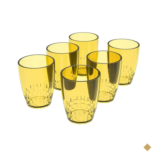 Conjunto 6 Copos Crippa 300ml Plástico Amarelo Água Suco Refrigerante Escolar…