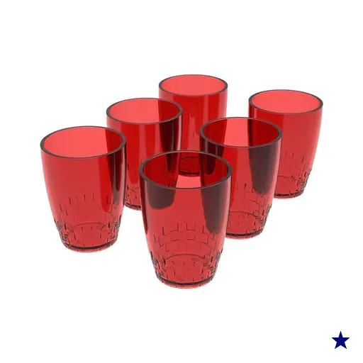 Conjunto 6 Copos Crippa 300ml Plástico Vermelho Água Suco Refrigerante…