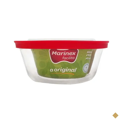 Pote Redondo De Vidro 600ml Pequeno com Tampa Plástica Facilitá Marinex