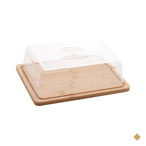 Queijeira de Bambu com Tampa de Plástico Prato Porta Frios Retangular Lyor…