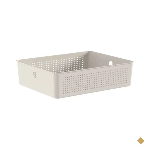 Cesto Organizador Baixo Bege Flow 34x27x9cm 8,2L Lavanderia Closet Banheiro OU