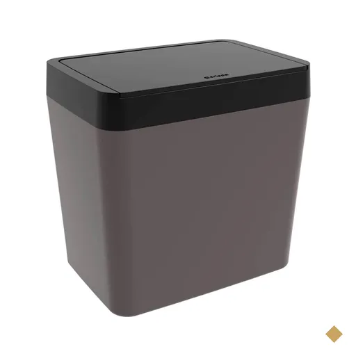 Lixeira para Cozinha Pia Escritório 5L Crippa Pequena Chumbo e Preto Retangular