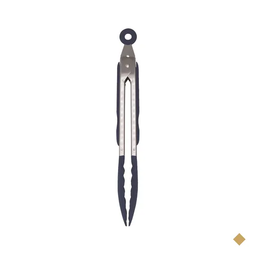Pegador ou pinça multiuso com ponta de nylon azul - Inox 35 cm