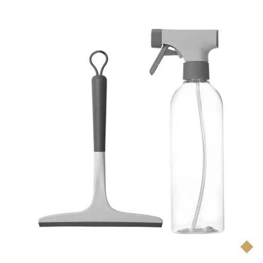 Borrifador Multiuso 500ml e Rodo de Janela Pia Box de Banheiro Ou Bege Kit Flow