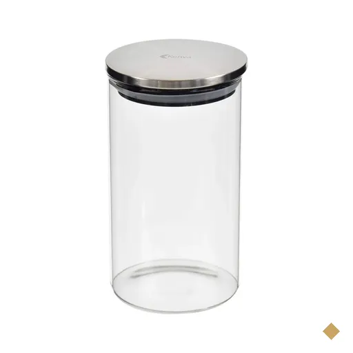 Pote Redondo de Vidro com Tampa de Inox 800ml Kenya