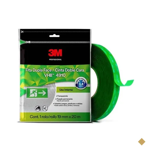 Fita Dupla Face 3M VHB 4910 Ambiente Interno - 19 mm x 20 m - PT 1 UN