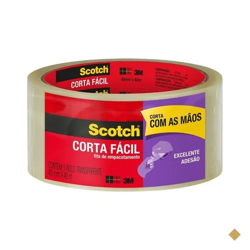 Fita de Empacotamento Scotch Corta Fácil - 45 mm x 40 m PT 1 UN