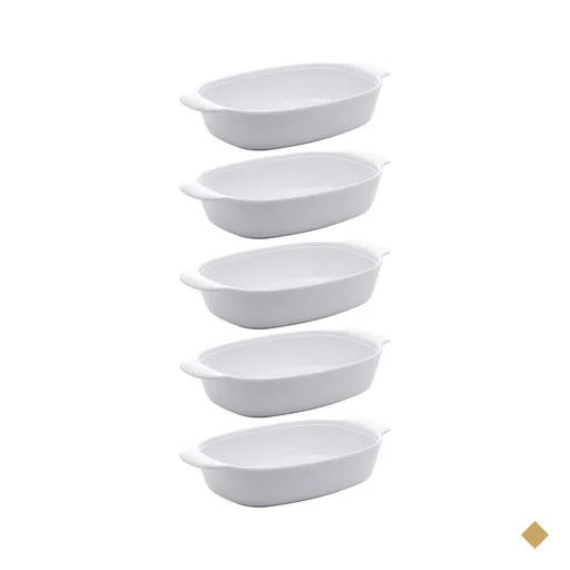 Kit 5 Travessas para Servir de Melamina Branca 23cm com Alças para…