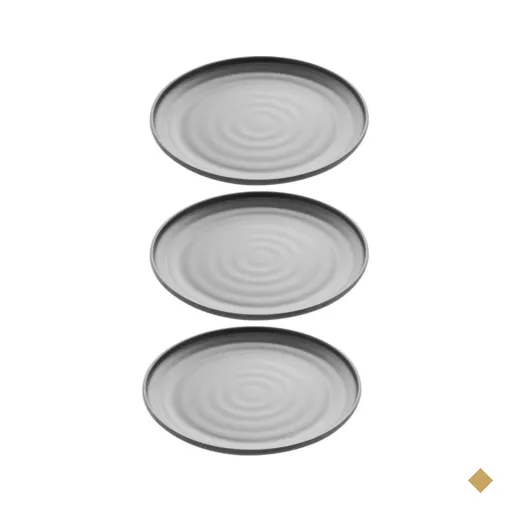 Kit 3 Pratos Melamina Preto Sushi Restaurante 25,5cm Tóquio Lyor Redondos