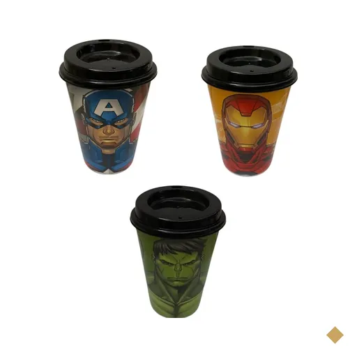 Kit 3 Copos para Cafe 320 Ml Tampa, Avengers