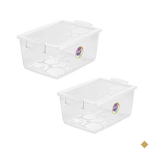Kit 2 Caixas Organizadoras com Travas e Alças Laterais 4L Bel Ordene Casa…