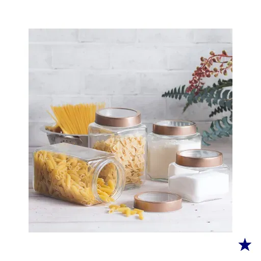 Conjunto Pote de Vidro Tampa Metal Rose Gold 800ml e 1,7L Gastro Lyor Porta…
