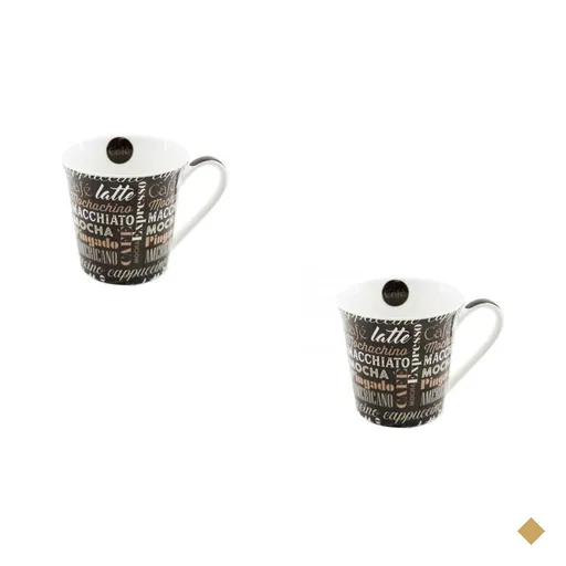 Duas Canecas de Porcelana Marrom - Café 270ml