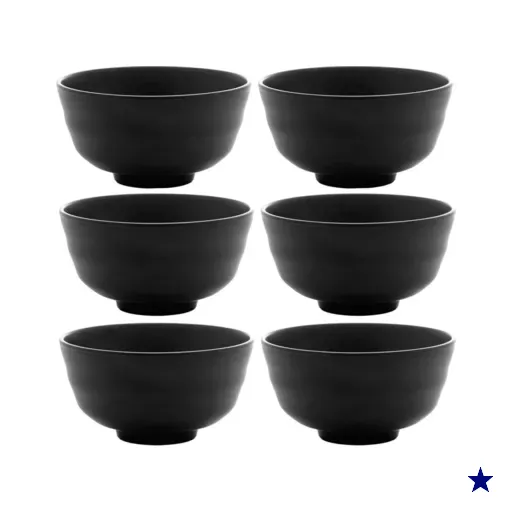 Conjunto 6 Bowls de Melamina Tóquio Lyor Preto 450ml Oriental Pote Redondo…