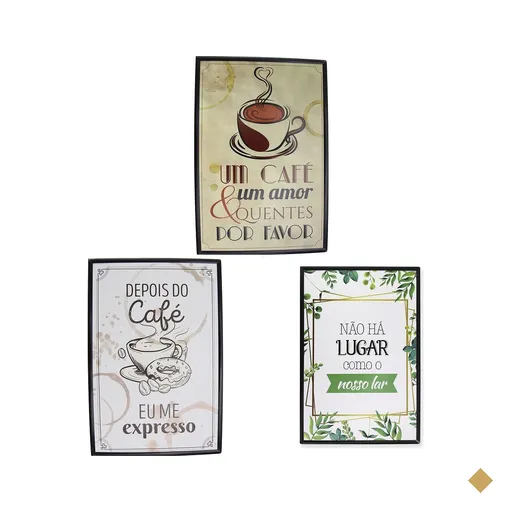 Três placas decoração  CAFE  - 30x20
