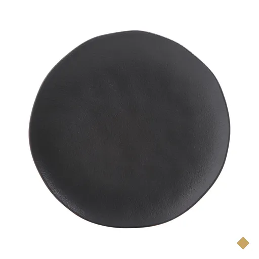 Prato Raso 26,5cm Cerâmica Orgânico Preto Matte Avulso Mesa