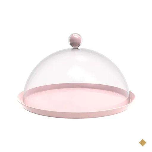 Porta Bolo Torta 25cm com Cúpula Bubble Crippa Boleira Doces Himalaia Rosa
