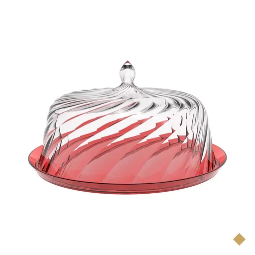 Porta Bolo Torta com Cúpula 25cm Vermelho Transparente Glassy Crippa Boleira…